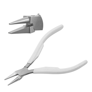 <b>Round</b> & Flat Nose Plier 120mm Smooth Jaws W/out Spring & White Handles Joint <b>Box</b> Jewelry Making DIY Crafts Precision Nose Pliers - Product Image 1
