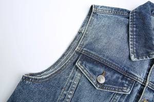 Gilet de moto en jean bleu rétro pour homme, col montant, boutonné, 100 % coton, décontracté, mode printemps-automne - Product Image 2