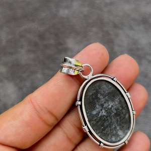 Pendentif mystique en Merlinite fait main, collier en argent sterling 925, pierre naturelle noire et blanche, collier pour femme, cadeau - Product Image 2