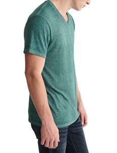 T-shirt décontracté à manches courtes pour homme, 100 % coton jersey, coupe classique, col en V, respirant, uni, tricoté, infroissable - Product Image 5