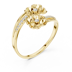 Anillo de oro macizo de 14k para mujer con diamante de corte redondo minimalista en forma de flor, ideal para regalo, compromiso, aniversario, boda. - Product Image 3