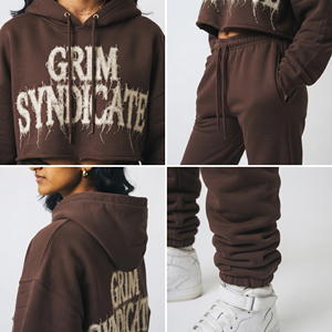 Conjunto de Sudadera con Capucha y Pantalones Deportivos con Bordado Desgastado, 400 GSM, Felpa de Algodón, Traje Deportivo de Invierno, Sudadera con Capucha Extra Grande y Pantalones Deportivos - Product Image 6