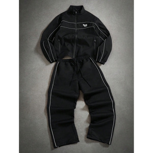 Custom Nylon Sweatpants Reflective Windbreaker Tracksuits Men Striped Jogger <b>Set</b> Zip up Jacket <b>Embroidery</b> Printed Sweat Suit USA - Product Image 6