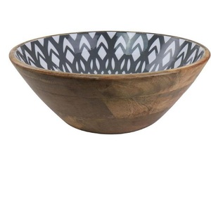 Bol en bois moderne pour salade de légumes et riz, avec autocollant imprimé émaillé, bols de service en bois pour aliments, logo personnalisé - Product Image 4