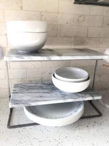 ขาตั้งอาหารสองชั้นทำจากหินอ่อนที่ทันสมัย - Product Image 5