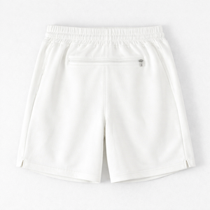 Shorts de sport blancs à séchage rapide pour hommes, taille élastique, cordon de serrage, poche arrière zippée, vêtements de sport d'entraînement, design imprimé, fabricant - Product Image 3