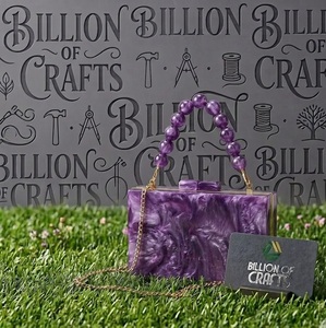 Elegante Bolso de Mano de Resina con Cuentas, Cadena y Correa, Bolso de Noche de Diseño, Lujoso para Bodas, Fiestas, Cenas y Eventos - Product Image 4
