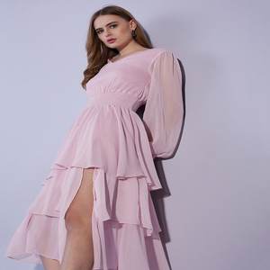Robe trapèze pour femme à taille empire en mousseline respirante et lavable, élégante et sexy, pour occasions formelles, printemps, été, automne, ODM - Product Image 1
