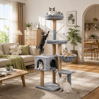 Arbre à chat moderne en peluche avec condo et poteaux en sisal – Vente en gros
