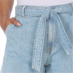 Pantalones Vaqueros de Mezclilla para Mujer, Cintura Alta, con Cinturón, Corte Recto, Casuales, de Algodón - Product Image 2