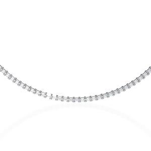 Collar unisex de cadena tipo tenis con diamantes de laboratorio de corte esmeralda y engaste completo de circonitas, en oro blanco de 10K, 14K, 18K - Product Image 2