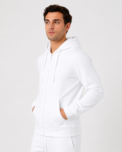 Sweat à capuche zippé pour homme, confectionné en tissu doux et respirant, offrant confort, chaleur et une coupe moderne pour un usage quotidien décontracté et streetwear. - Product Image 4