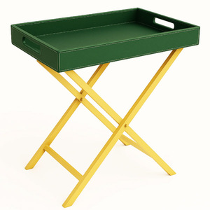 Bandeja Plegable de Cuero PU con Soporte Metálico, Bandeja de Servicio de Cuero de Cocodrilo - Product Image 4