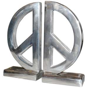 Sujetalibros Redondo de Metal con Símbolo de Paz, Diseño Art Deco Único para Mesa, Estantería o Regalo de Oficina, para Sala de Estar o Librerías - Product Image 1