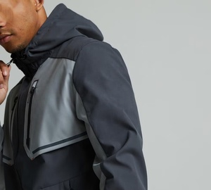 Veste coupe-vent à capuche pour homme TriPro Sports, couleur contrastée, fermeture éclair, vêtements de sport, vêtements d'extérieur décontractés pour l'hiver, veste fine 100% polyester - Product Image 5