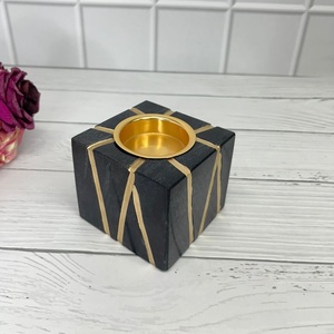 Quemador de Incienso Moderno en Forma de Cubo de Piedra Negra, Metal y Latón, Estilo Árabe, para Bakhoor, Mubkhar, Aromaterapia, Soporte para Carbón, Decoración para el Hogar, Set de Mubkhar - Product Image 2