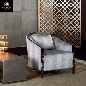 <span class=keywords><strong>Fauteuil</strong></span> de salon de luxe élégant et moderne en tissu sur mesure de haute qualité avec repose-pieds en acier inoxydable - Product Image 3