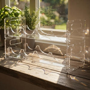 Acrylic Modern Tiered Wine <b>Display</b> Stand Clear Wine Bottle Holder Countertop Retail Bar Hotel Restaurant <b>Display</b> Rack Custom - Product Image 1