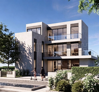Maison modulaire de luxe personnalisée à 3 étages, maison modulaire en verre à 3 étages pour les développements résidentiels haut de gamme