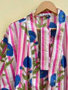 Bata Kimono de Algodón 100% Tejido con Estampado de Dibujos Animados para Mujer, Camisón de Verano Hecho a Mano, Cuello en V, Cintura Elástica, Largo hasta la Rodilla, Suave - Product Image 3