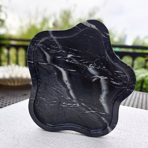 Plateau de service décoratif en pierre naturelle, marbre zèbre noir, forme irrégulière, moderne, résistant au feu, garantie 5 ans, pour cuisine et salle à manger - Product Image 4