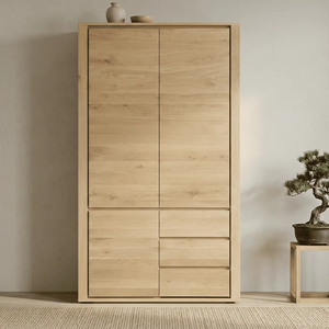 Moderno Armario de Madera Khulan Estilo Escandinavo con Acabado Natural, Mueble de Almacenamiento de Madera Sólida para Sala de Estar y Dormitorio - Product Image 3