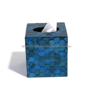 Boîte à mouchoirs décorative en nacre incrustée faite à la main, mosaïque de coquillages, couvercle rectangulaire de luxe pour salle de bain, salon, bureau - Product Image 5