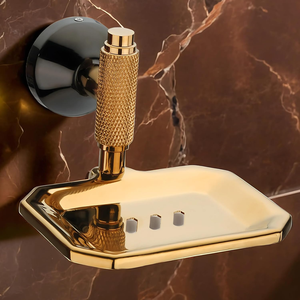 Wall Mounted Metal Soap Dish Gold Finish Rectangular Soap Holder <b>Bathroom</b> Wall Mount Soap <b>Tray</b> - Product Image 1