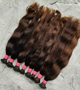 Cabello Humano Ondulado Natural de 18 Pulgadas, Color Marrón Claro, Cabello Indio Remy Virgen, Sin Trama, para Trenzas, Puntas Gruesas y Suaves - Product Image 1