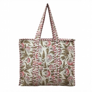 Sac fourre-tout matelassé à la main en pur coton avec broderie ouverte et chaînes, style bohème vintage, fermeture éclair, pour femme - 7 pouces, idéal pour le shopping et l'usage quotidien - Product Image 1