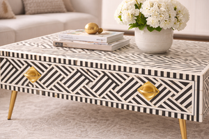 Modern Bone Inlay <b>Coffee</b> <b>Table</b> Storage Center <b>Table</b> Rectangular Wooden Living Room Furniture - Product Image 4