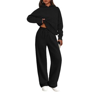 Men Premium Solid Fleece Breathable <b>Sweating</b> Sweatshirt Set Hooded <b>Top</b> Matching Sweatpants Oversized Loose Fit Drawstring - Product Image 1