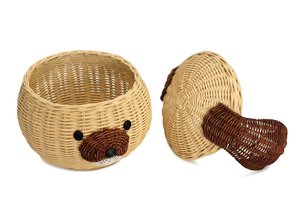 Cesta de Almacenamiento Hecha a Mano con Forma de Perro de Ratán con Tapa, Cesta Organizadora de Juguetes Tejida Decorativa para Habitación Infantil, Guardería, Decoración del Hogar - Product Image 5