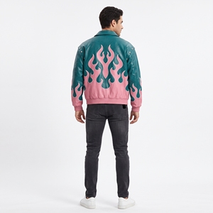 Blouson en cuir pour homme Dumela, style moto, col rabattu, fermeture à bouton unique, coupe régulière, séchage rapide, respirant - Product Image 3