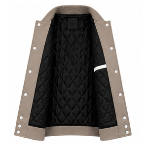 High School Winter Casual Hooded Leather Canvas Eco-Friendly Varsity Varsity <b>Jacket</b> Men's <b>Lightweight</b> Breathable Customizable - Product Image 3