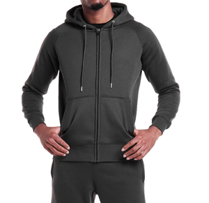 Sudadera con capucha para hombre al por mayor, con cremallera frontal, ajuste holgado, de algodón y forro polar - Product Image 1