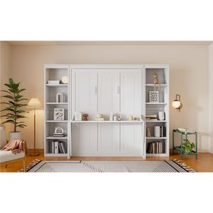 Queen Size White <b>Murphy</b> <b>Bed</b> with <b>Desk</b> and Bookshelf 12.7 ETA - Product Image 5