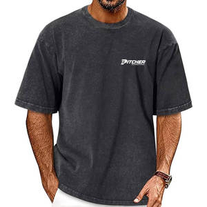 Camiseta de Moda con Lavado Ácido para Hombre, Estilo Premium, Transpirable, de Algodón, Informal, para Uso Diario - Product Image 1