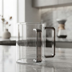 Tasse de lavage des mains en Lucite mat moderne, élégante, à double poignée, pour Netilat Yadayim, transparente, pour rituels juifs, vente en gros - Product Image 1