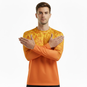 Men's Long Sleeve Fishing Shirt Sublimation Print Orange Yellow Gradient UPF 50 Quick Dry Outdoor Wear - Product Image 4