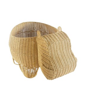 Cesta de Mimbre con Forma de Hipopótamo, Cesta Decorativa Tejida con Parte Superior Abierta, Caja de Almacenamiento con Diseño de Animales de Safari, Contenedor de Juguetes para Niños, Decoración Boho - Product Image 1