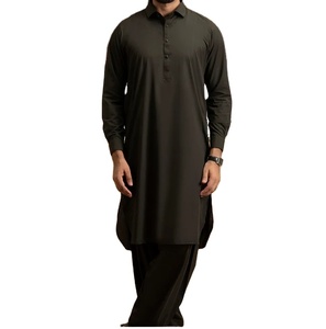 Último Diseño Tradicional Étnico Afgano Musulmán, Traje Negro Shalwar Kameez para Hombre, 2 Piezas, Transpirable, Cuello Estándar, para Eventos - Product Image 1