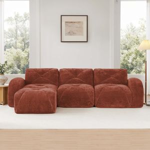 Divano a L in Velluto Morbido con Design Trapuntato, Spugna ad Alta Densità 32D, Base Ergonomica, Nessun Montaggio Richiesto per Soggiorno - Product Image 3