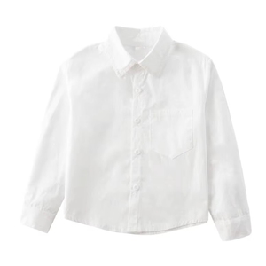 Camisa Escolar Unisex Blanca de Algodón Oxford, Personalizable con Marca, ODM, Manga Corta y Larga, Uniforme Escolar Primario, Transpirable - Product Image 1
