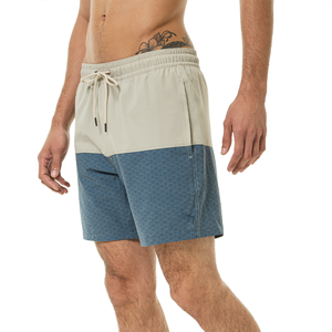 Men's Color Blocked Board Shorts Quick Dry Drawstring Waist Geometric Pattern Casual Swimwear Short Length Polyester Fabric - Product Image 3