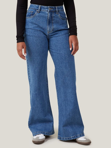 Jeans Anchos Elásticos Azules Curvy Transpirables de Gran Venta 2026, Tallas Grandes, Diseño Personalizado OEM, Pantalones de Mezclilla para Mujer, Precio al por Mayor - Product Image 2