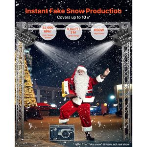 Machine à neige portable 650W, à main/suspendue, pour intérieur/extérieur, machine à neige artificielle sèche 650W avec poignée - Product Image 2