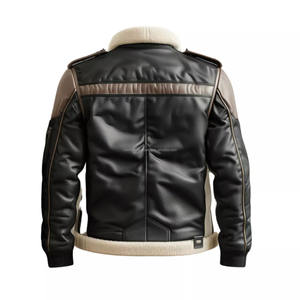 Hombres Flying B3 Aviator Bomber Real Sheepskin Chaqueta de cuero de piel de oveja invierno hecho a mano blanco negro dos tonos colores chaquetas - Product Image 2
