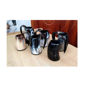 Mug artisanal en corne naturelle pour bière et café |   Mug à boire artisanal de style viking rustique pour bar et maison - Product Image 2