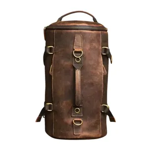 Luxury Brown Genuine Leather Durable Business <b>Backpack</b> with Comfortable Shoulder Straps and Secure Zipper Large Capacity - Product Image 3